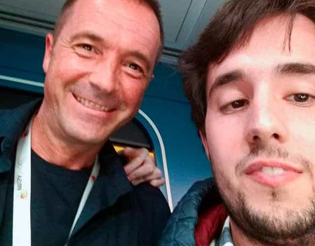 Manu Carreño y Kike Cos, durante el día mundial de la radio en los estudios de Gran Vía.